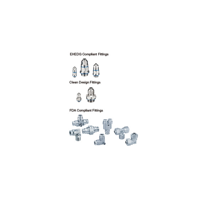 EHEDG Compliant/Clean Design/US FDA Compliant Fittings KFG2H□-E/KFG2H□-C/KQ□2-F・KFG2-F
