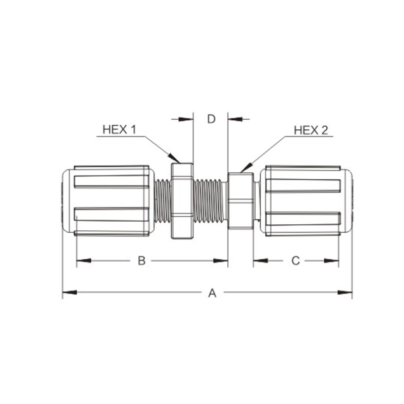 扩口型等径穿板直通接头