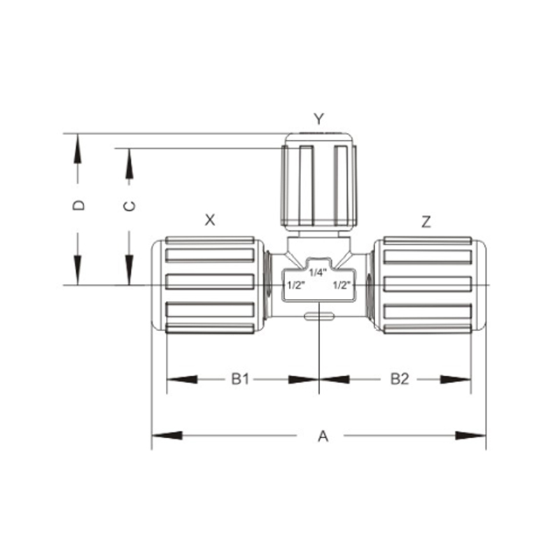 扩口型变径三通接头