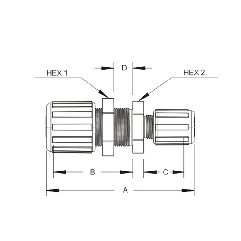 扩口型变径穿板直通接头
